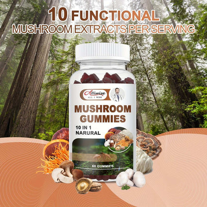 Mushroom Gummies - 10 In 1 Mushroom Complex-120 Capsules (2pack)