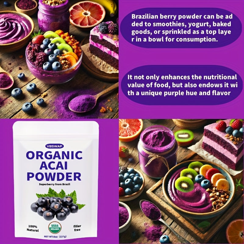 Organic Acai Powder 8 oz | 100% Natural Fruit Powder |  Without Sugar and Additives