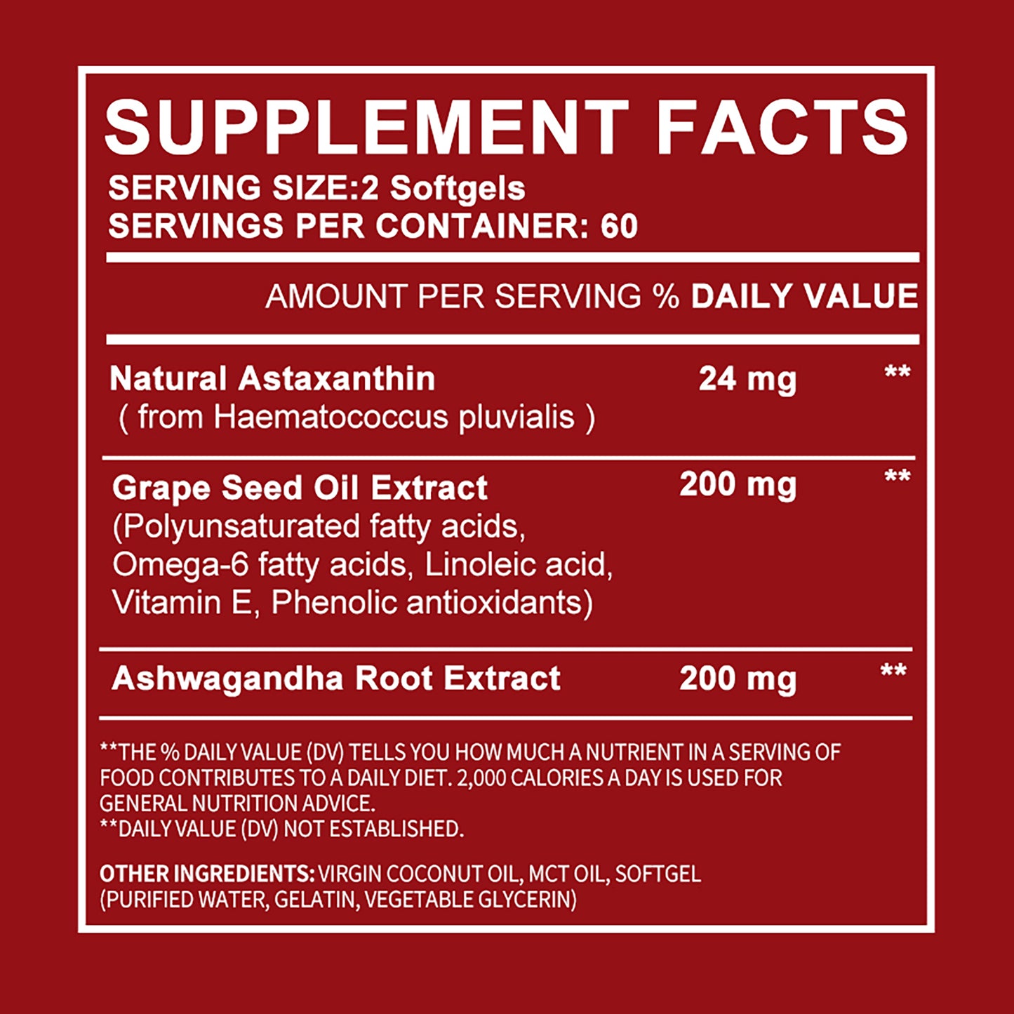 Astaxanthin Premium antioxidant supplement 120 softgels