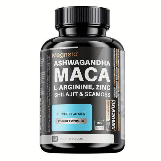 Ultimate Men's Energy Boost: 20-in-1 Herbal Blend with Maca, L-Arginine, Ashwagandha & Shilajit