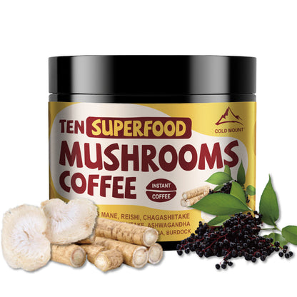 Superfood Mushroom Coffee - Instant Powder with Lion's Mane, Reishi, Chaga & Ashwagandha Sambuca