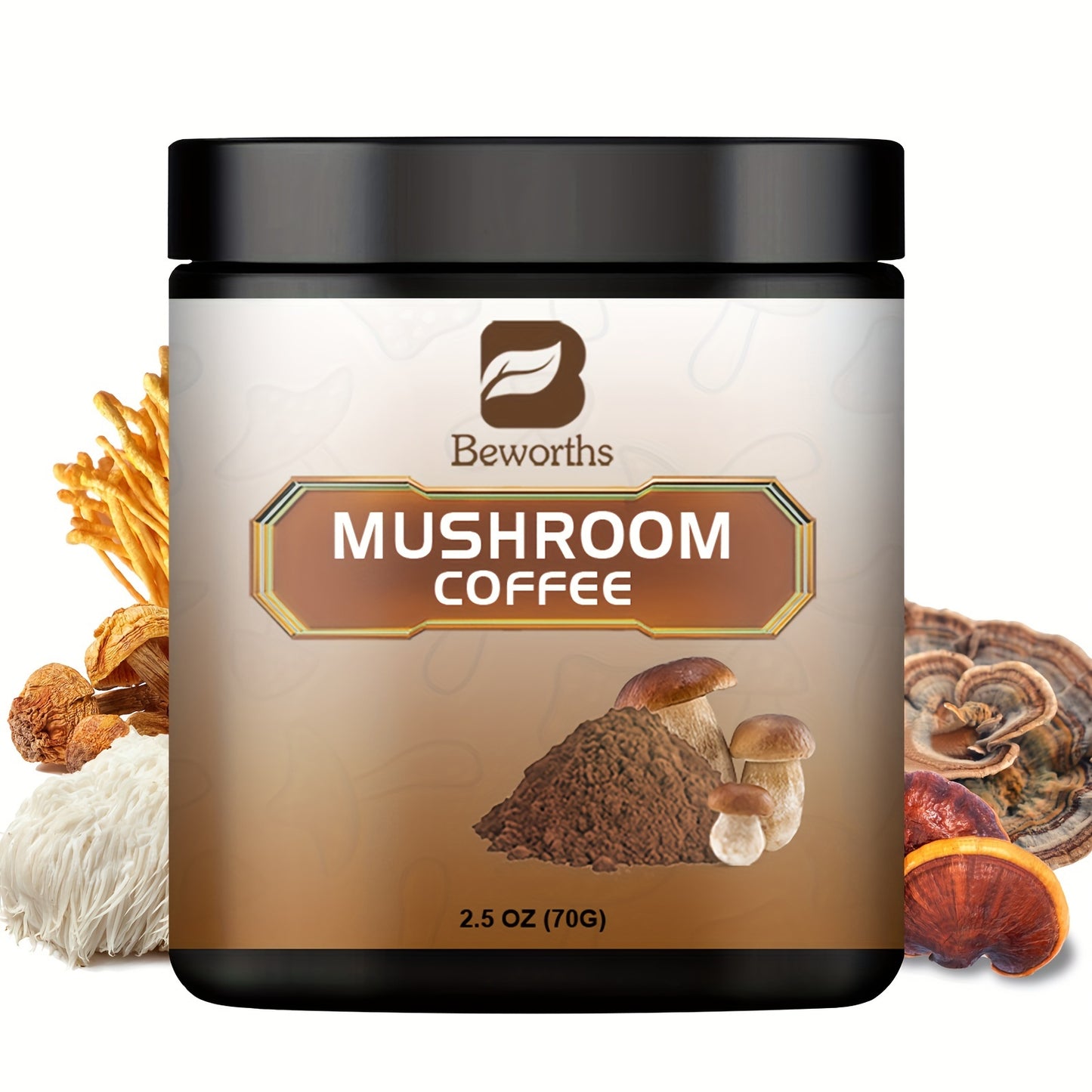 Mushroom Coffee Powder with Reishi, Cordyceps, Lion's Mane, Chaga & Turkey Tail 250g/8.8oz