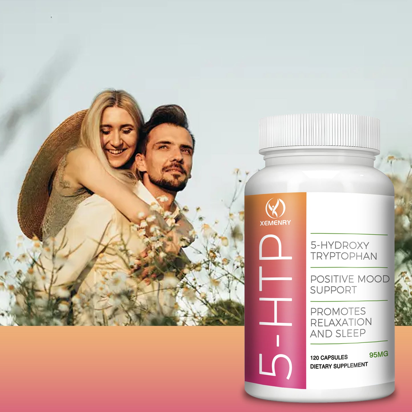 Peaceful nights: 5-HTP sleep support capsules - 120 units