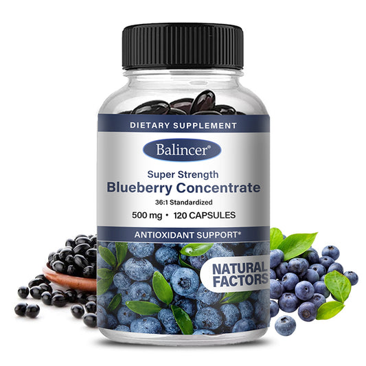 500 mg Ultra Strong Blueberry Concentrate 36:1 - Antioxidant - 120 Capsules