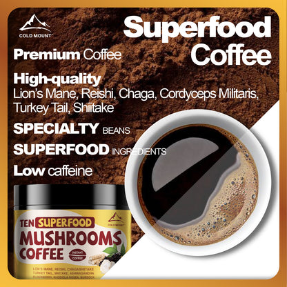 Superfood Mushroom Coffee - Instant Powder with Lion's Mane, Reishi, Chaga & Ashwagandha Sambuca