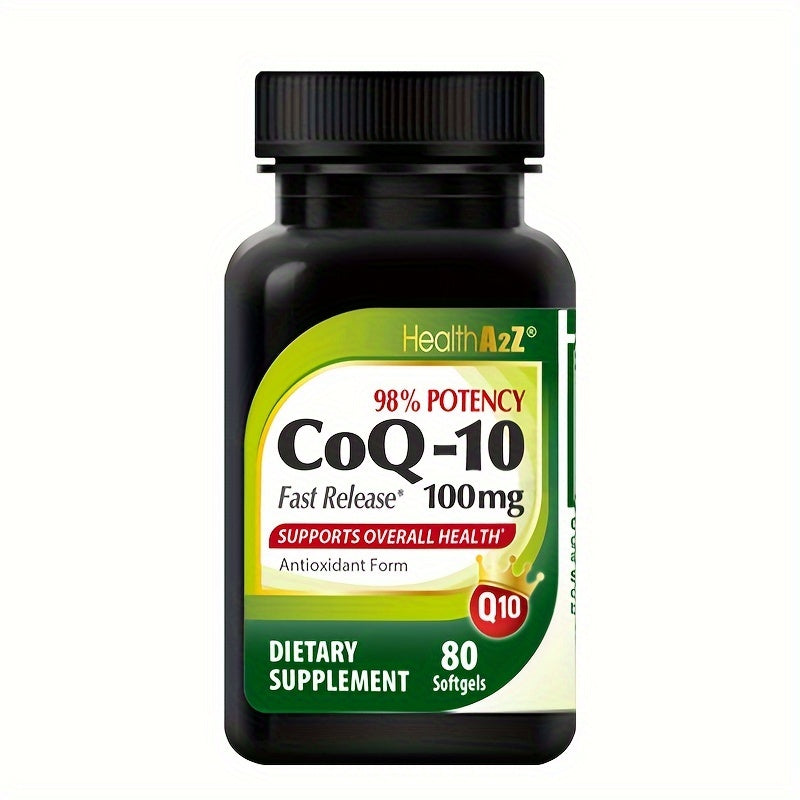 CoQ10 Softgels 100mg, improved absorption with turmeric, antioxidant, energy production, 80 capsules