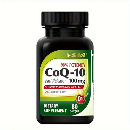 CoQ10 Softgels 100mg, improved absorption with turmeric, antioxidant, energy production, 80 capsules