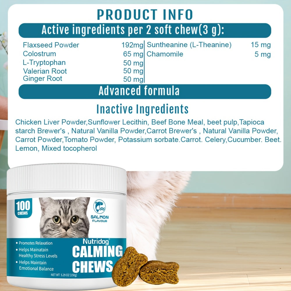 Relax Herbal Calming Support Soft Chews for Cats -100 Soft Chews