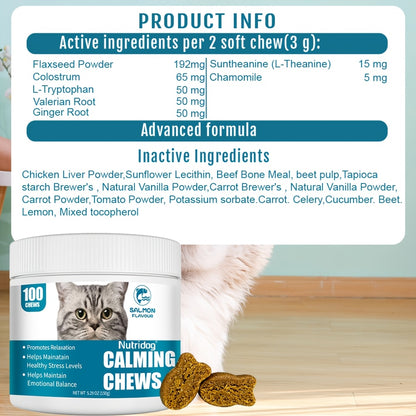 Relax Herbal Calming Support Soft Chews for Cats -100 Soft Chews