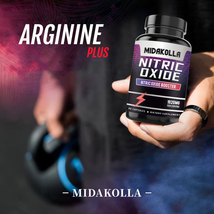 L-Arginine-Citrulline Malate Nitric Oxide Supplement, Nitric Oxide Booster Support - 180 Capsules