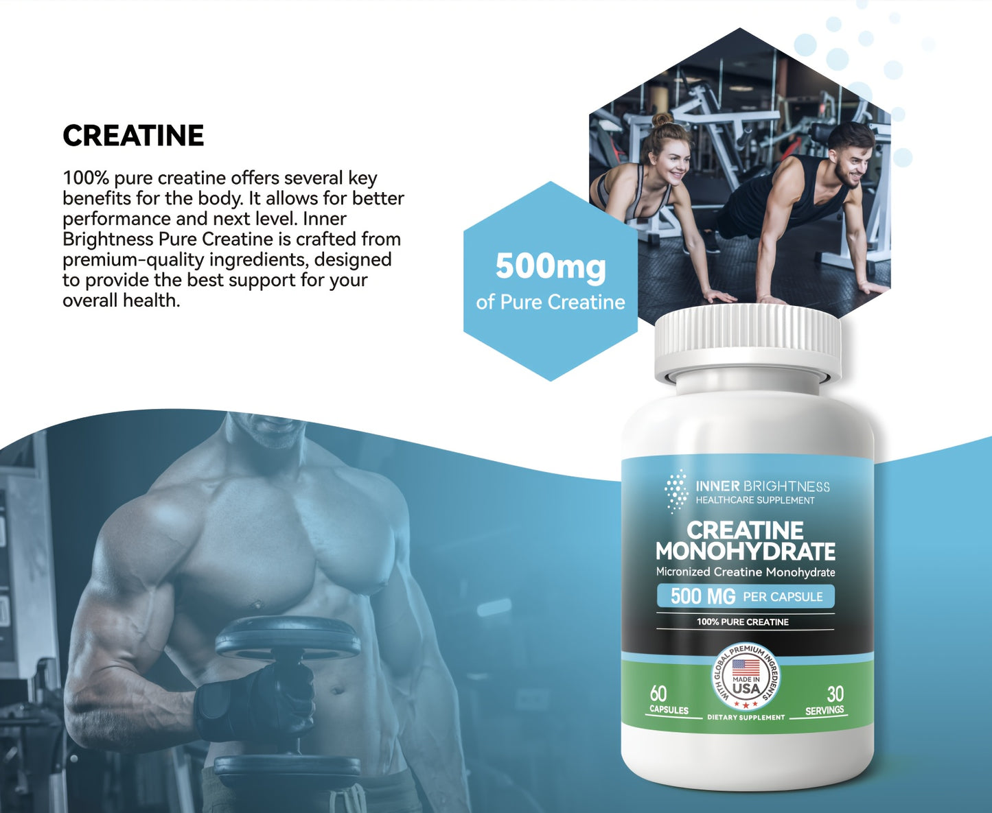 Creatine monohydrate, - 60 capsules