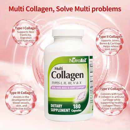 Multi-Collagen Complex - 180 capsules for glowing skin, healthy joints and strong hair