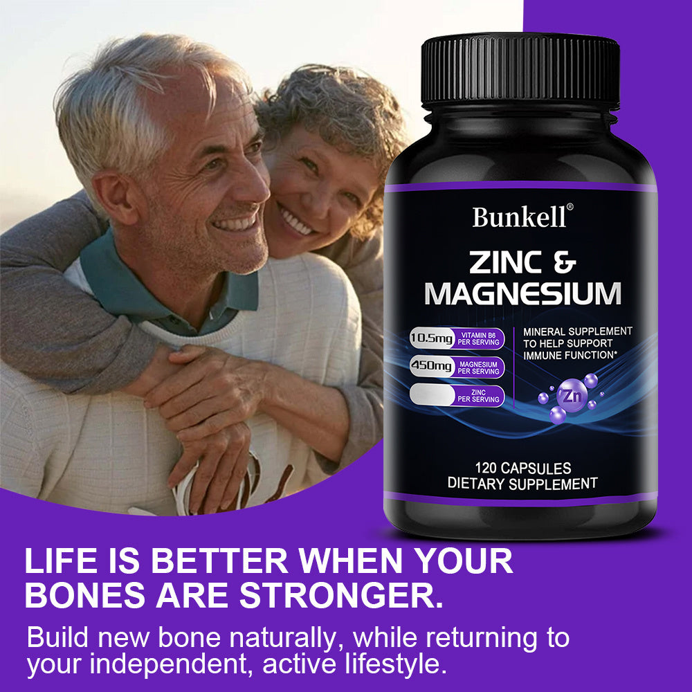 Zinc, magnesium and vitamin B6 for bone relaxation and support - 120 capsules