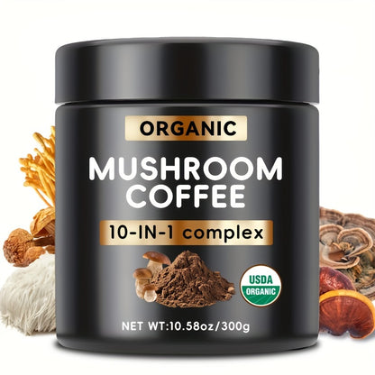 Super Organic Mushroom 10-in-1 Mixed Extract Powder, 10.58oz (300g), No Additives