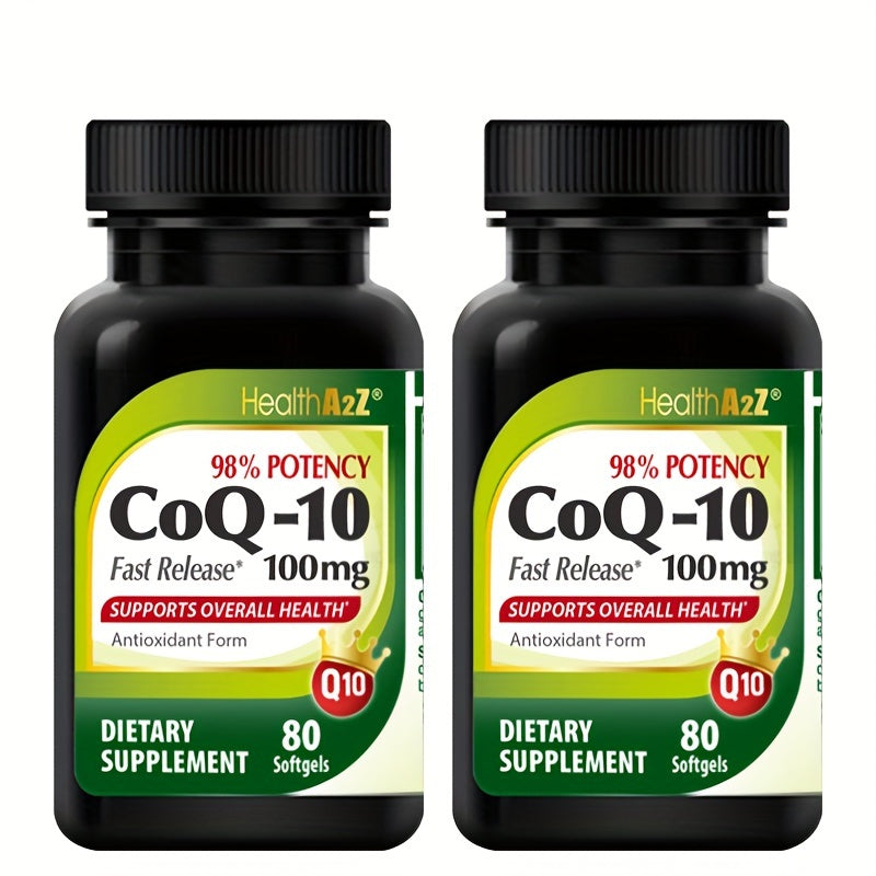 CoQ10 Softgels 100mg, improved absorption with turmeric, antioxidant, energy production, 80 capsules