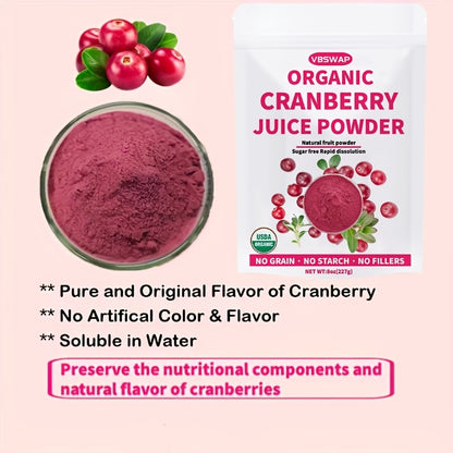 Organic Cranberry Juice Powder, 8 Ounce, Rich in Antioxidants and Vitamin C