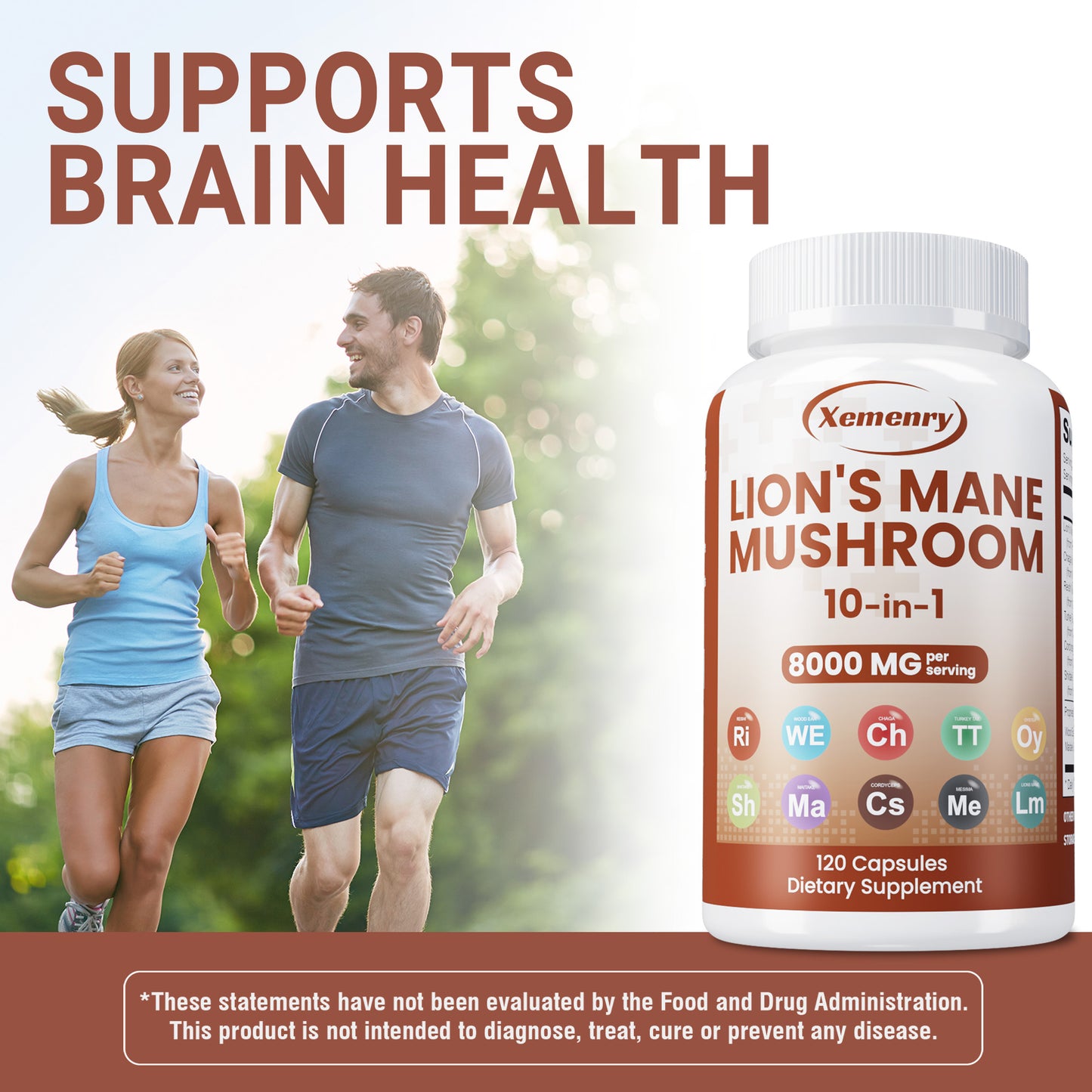 Lion's Mane Mushroom - with Chaga, Reishi, Cordyceps, Shiitake 120 Capsules