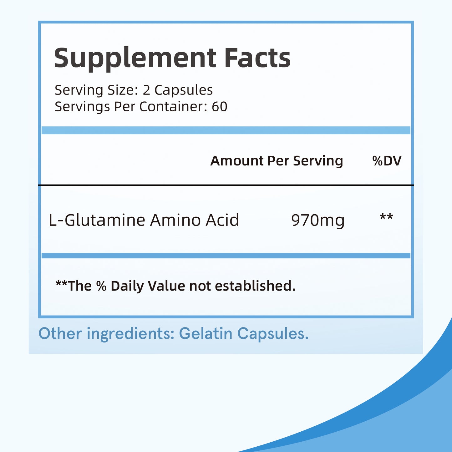 L-Glutamine Amino Acid 970mg - Premium Formula 120 Capsules