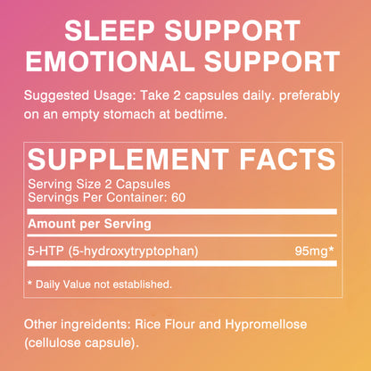 Peaceful nights: 5-HTP sleep support capsules - 120 units