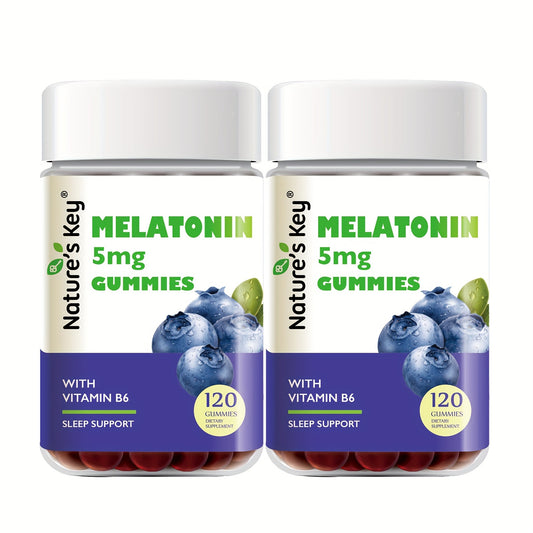 Melatonin Gummies 120 Count Vitamin B6, gluten-free Natural Blueberry  Pack of 2