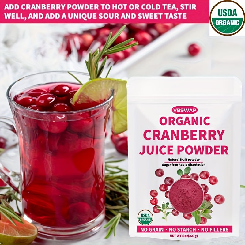 Organic Cranberry Juice Powder, 8 Ounce, Rich in Antioxidants and Vitamin C