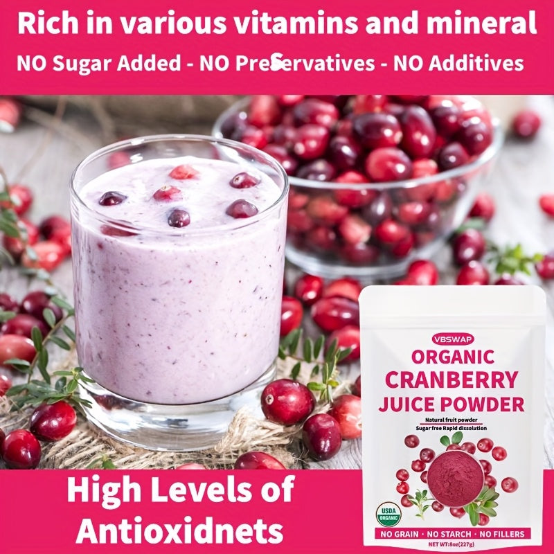 Organic Cranberry Juice Powder, 8 Ounce, Rich in Antioxidants and Vitamin C