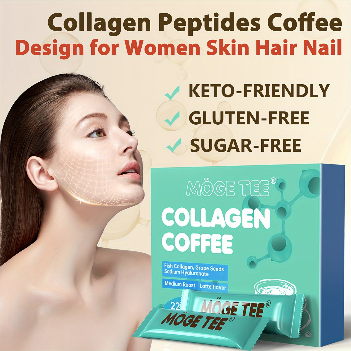 Collagen Coffee 8oz Cold Brew Arabica Coffee, Instant