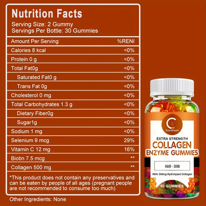 Collagen and Vitamin Biotin Fruit-flavored gummies 60 capsules