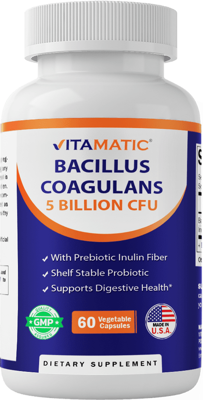 Bacillus Coagulans probiotic supplement - Promotes GI digestive health - 60 vegetarian capsules