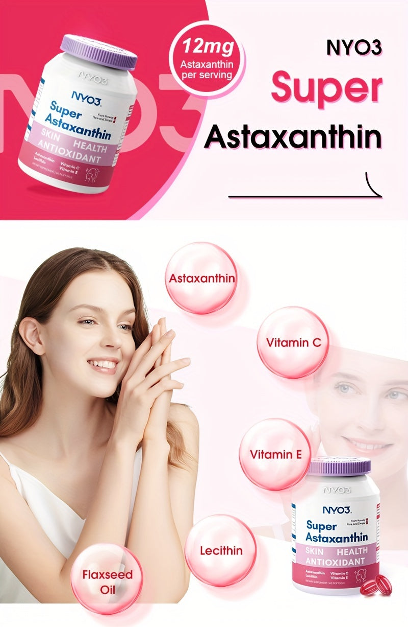 Super astaxanthin with vitamin C, E, lecithin and linseed oil - 60 softgel