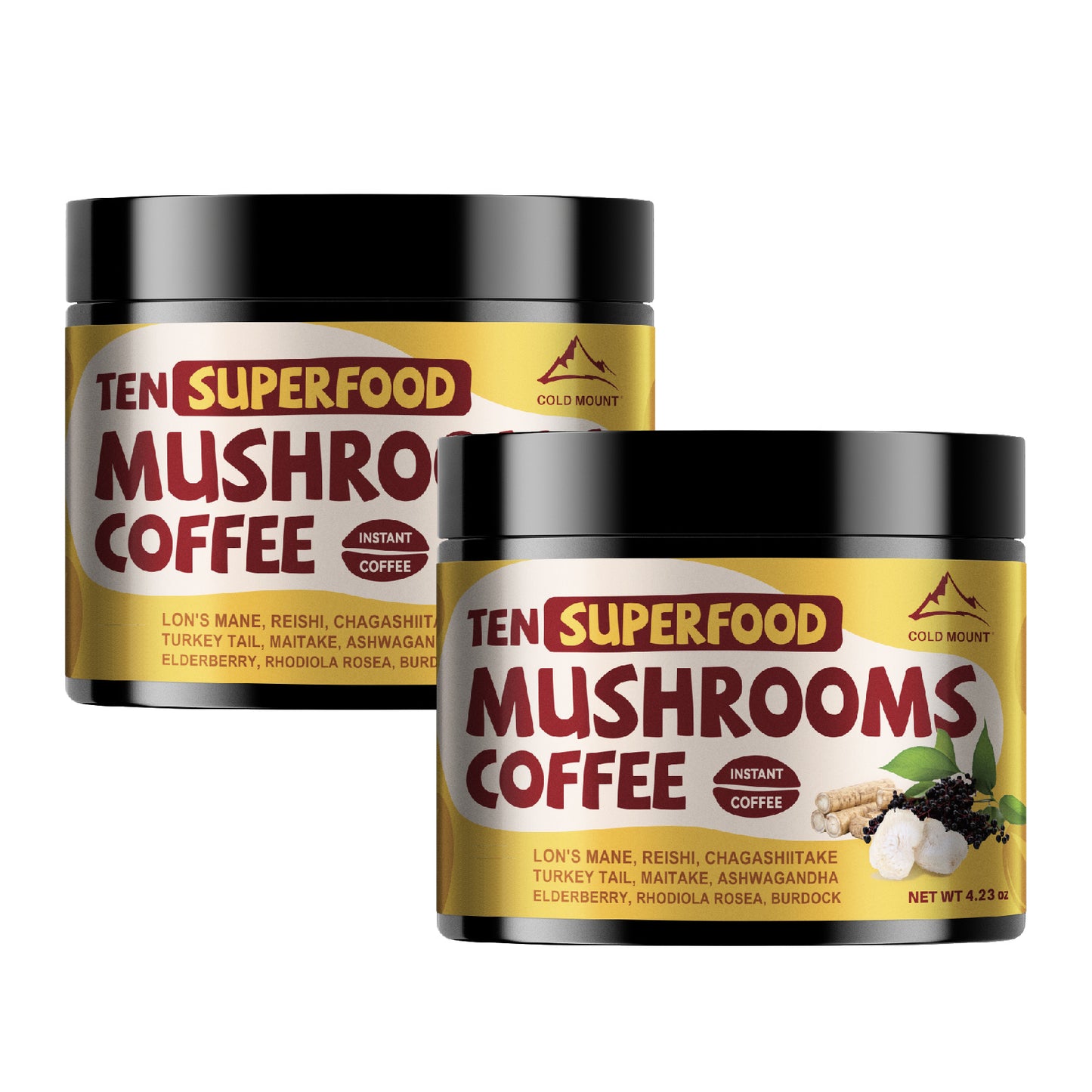 Superfood Mushroom Coffee - Instant Powder with Lion's Mane, Reishi, Chaga & Ashwagandha Sambuca