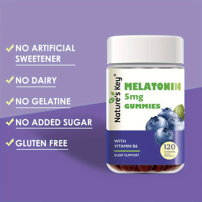 Melatonin Gummies 120 Count Vitamin B6, gluten-free Natural Blueberry  Pack of 2