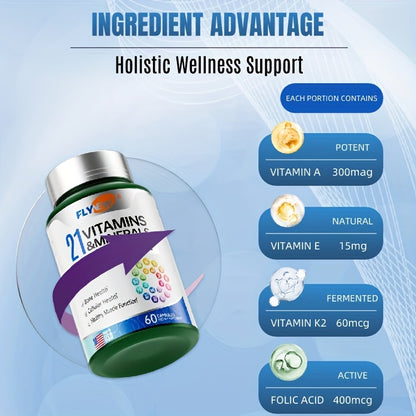 2 bottles 21 vitamins and minerals - Multivitaminas Complete support 60 capsules