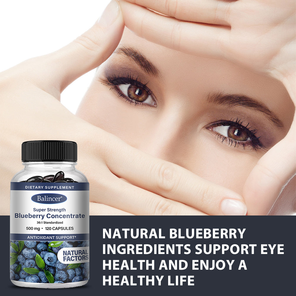 500 mg Ultra Strong Blueberry Concentrate 36:1 - Antioxidant - 120 Capsules