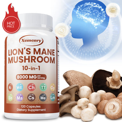 Lion's Mane Mushroom - with Chaga, Reishi, Cordyceps, Shiitake 120 Capsules