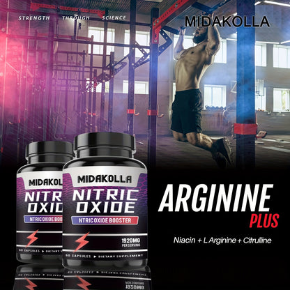 L-Arginine-Citrulline Malate Nitric Oxide Supplement, Nitric Oxide Booster Support - 180 Capsules