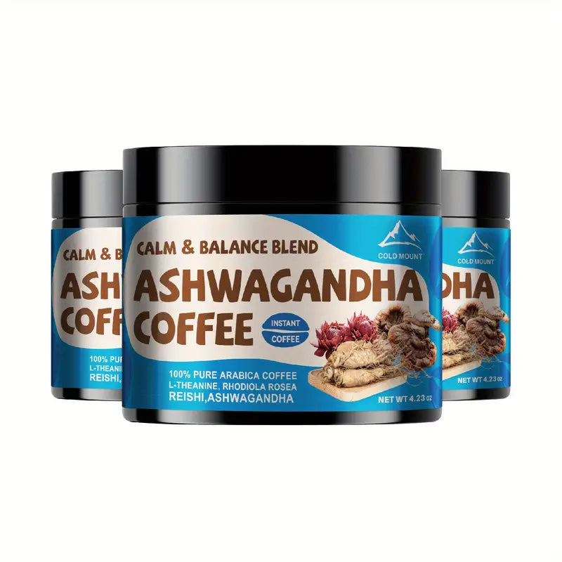 Ashwagandha Coffee with 100% Arabica beans, enriched with Ashwagandha root, Rhodiola Rosea, L-Theanine, Reishi, Chaga