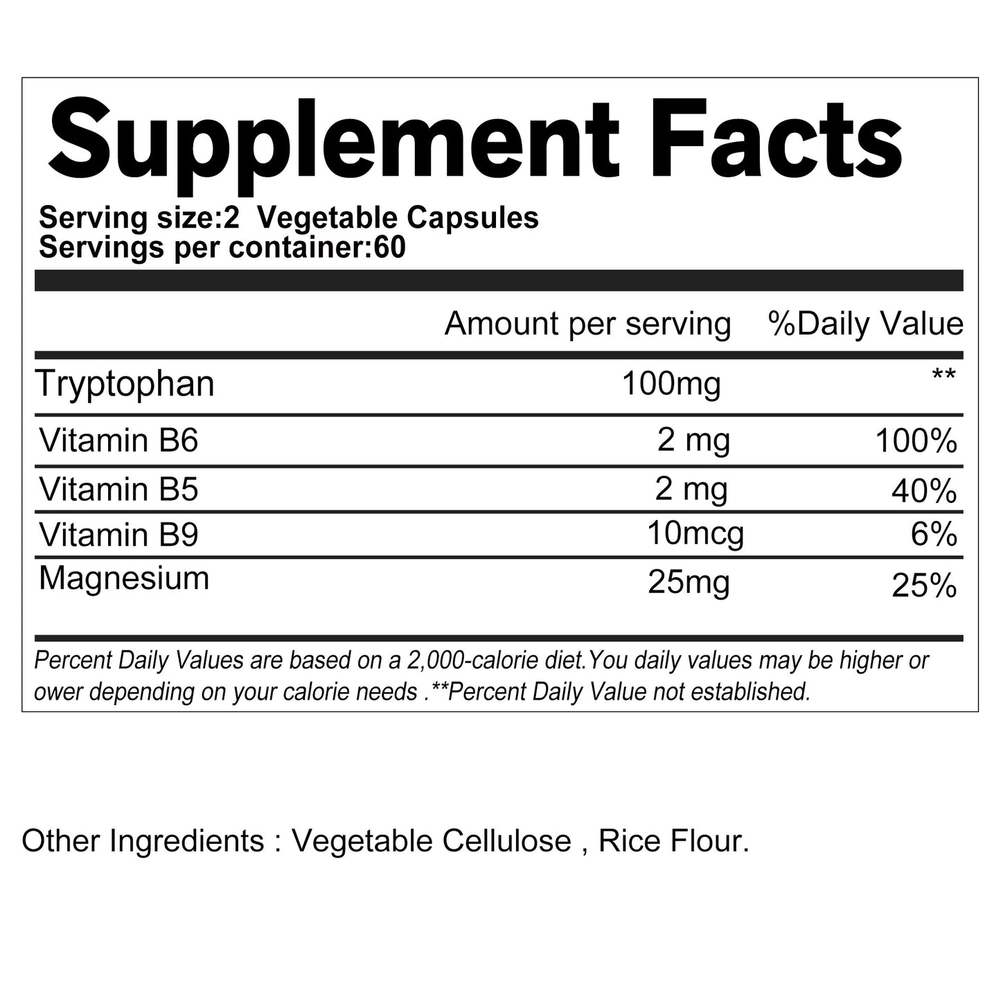 L-Tryptophan - with vitamin B5, B6, B9, premium formula - 120 units