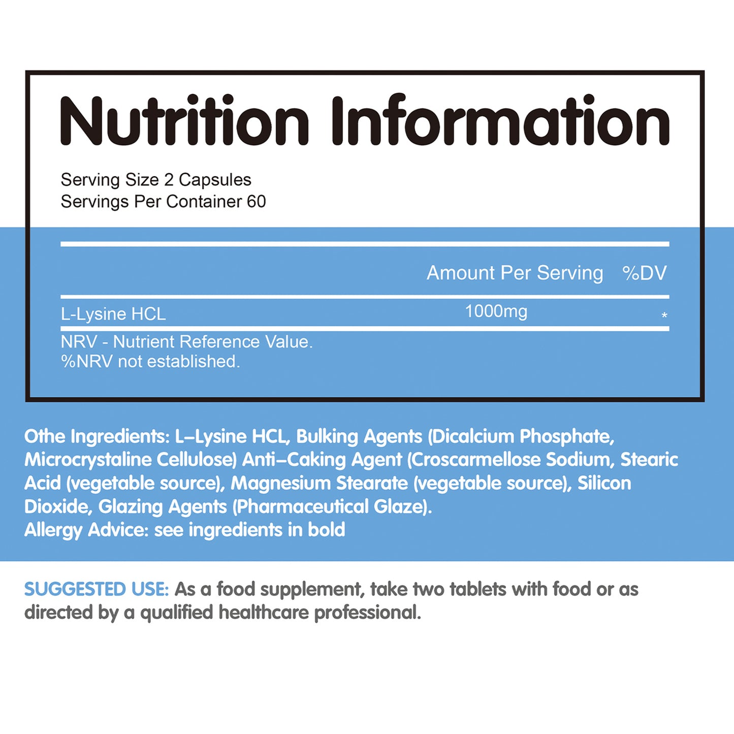 L-Lysine - Supports Cognitive Function 120 Capsules