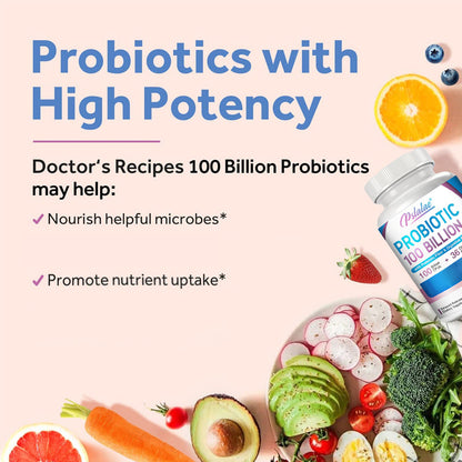 Probiotic 100 billion - with prebiotic fiber and digestive enzyme - 120 capsules