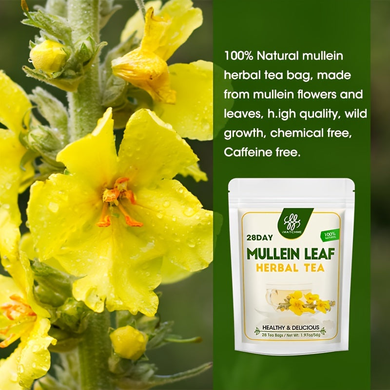 Mullein Leaf Tea, Herbal Tea, Caffeine Free, 28 Bags