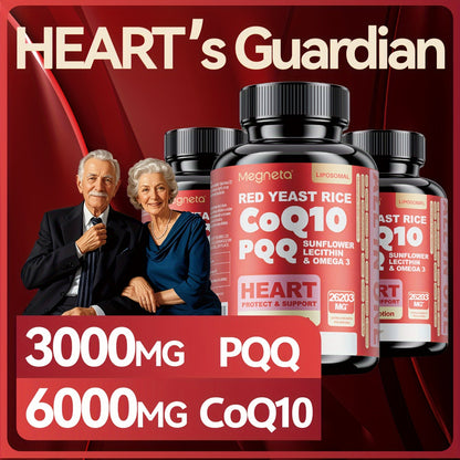 CoQ10 and PQQ with Sunflower Lecithin, Omega-3 and Red Rice Yeast. Highly Absorbable | 60 capsules