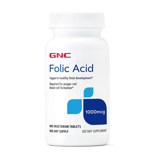 GNC Folic Acid 1000mcg |  Vegetarian Formula | 100 counts