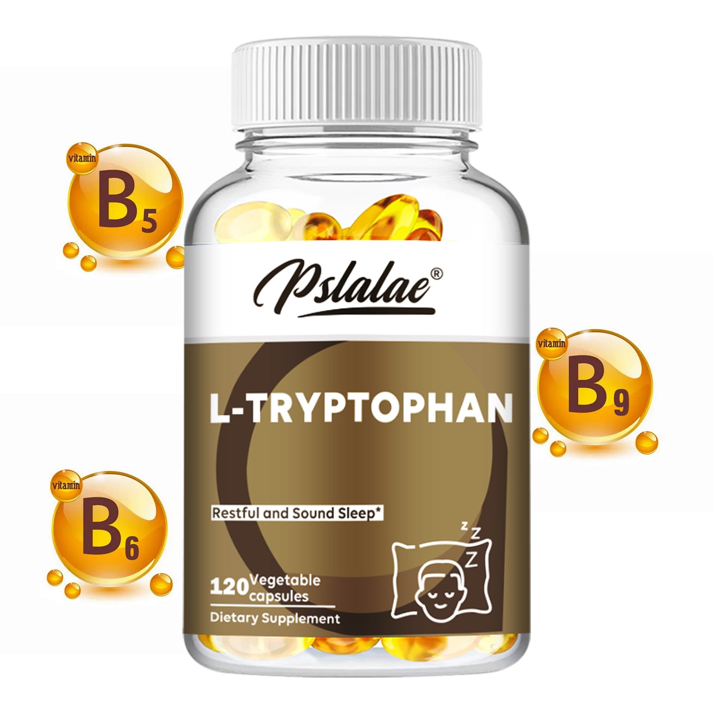 L-Tryptophan - with vitamin B5, B6, B9, premium formula - 120 units