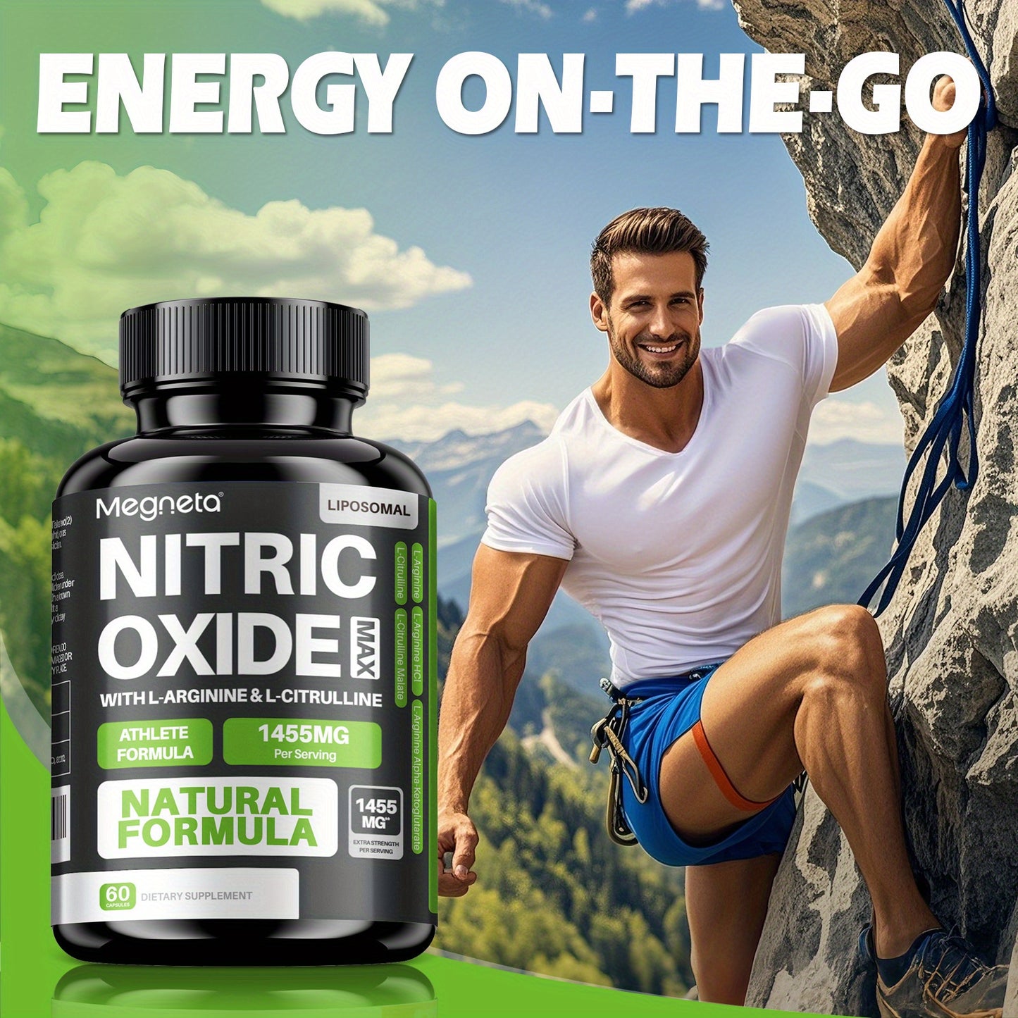 Nitric Oxide Supplement Contains L-Arginine, Citrulline Malate, AAKG, 60 Capsules