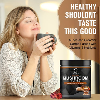 Premium Mushroom Coffee with 7 Lion's Mane Mushrooms, Reishi, Chaga, Cordyceps, Shiitake, Maitake and Turkey Tail, 2 Packs 226g (3.98oz)