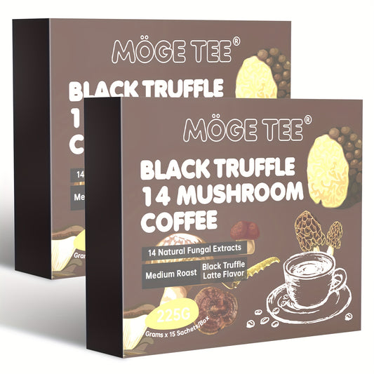 Instant Coffee 14 Flavor Black Truffle Latte, with Mushroom, Arabica Coffee, Gluten Free and Sugar Free, 8OZ (15 Packs)