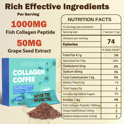 Collagen Coffee 8oz Cold Brew Arabica Coffee, Instant