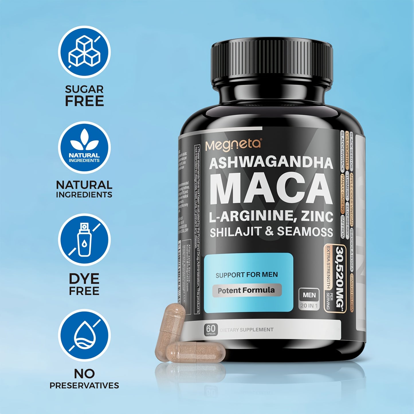 Ultimate Men's Energy Boost: 20-in-1 Herbal Blend with Maca, L-Arginine, Ashwagandha & Shilajit