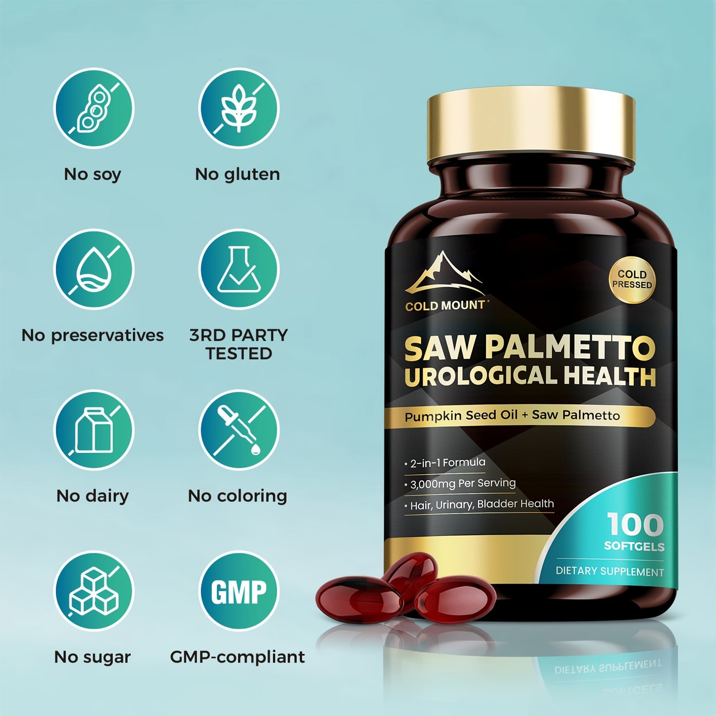 Saw Palmetto Men's Health Supplements, 100 Softgels